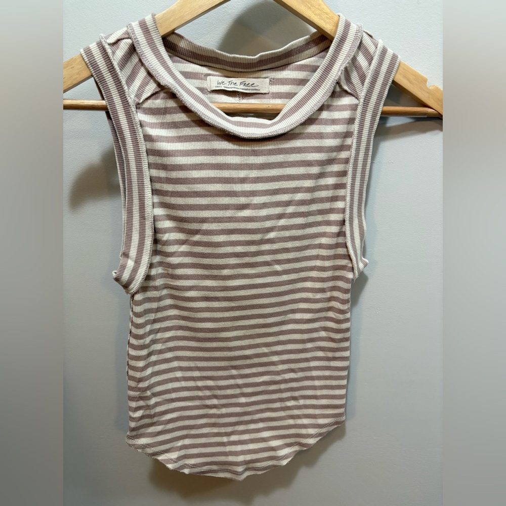 We The Free Light pink and White Striped Tank Top